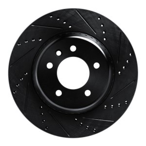 Land Rover Defender 90 Brake Rotor (1) - Rear Right - R1 Concepts - Drilled & Slotted - Black - `20-`25